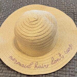 Kids Sraw Sun Hat with Embroidered Text